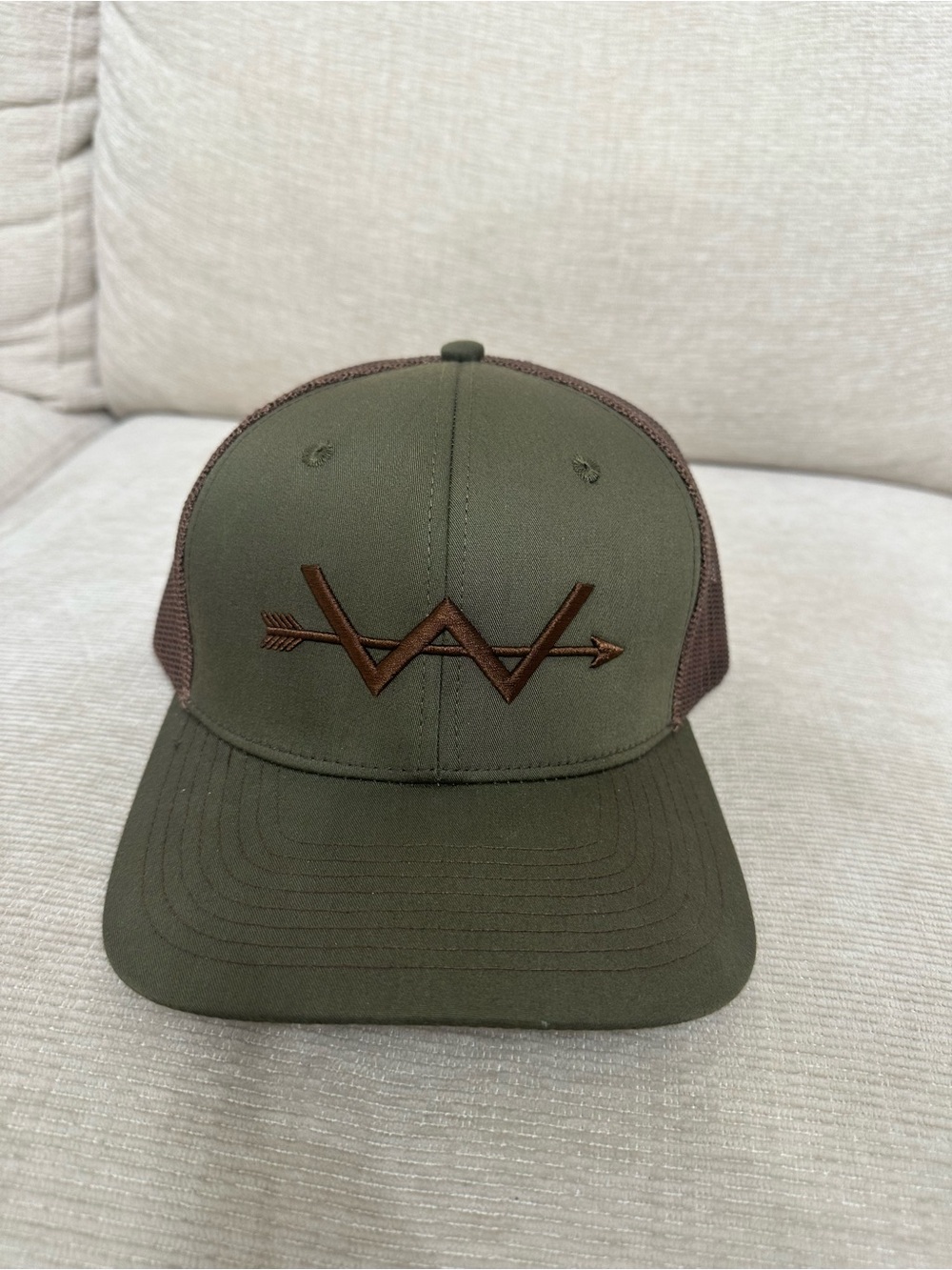 W Arrow Olive & Brown Trucker Hat - Men’s Casual Cap